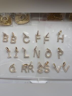 Gold Crystal Letter Initial Pendant Necklace Charm